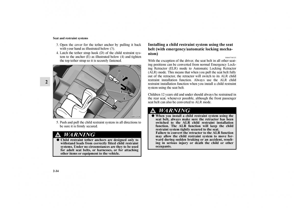 Mitsubishi Galant IX 9 owners manual / page 61