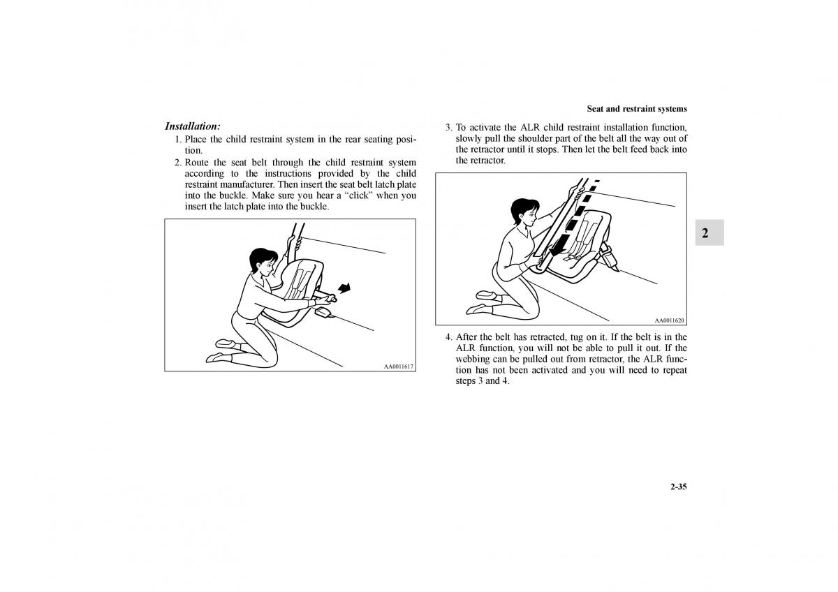 Mitsubishi Galant IX 9 owners manual / page 62