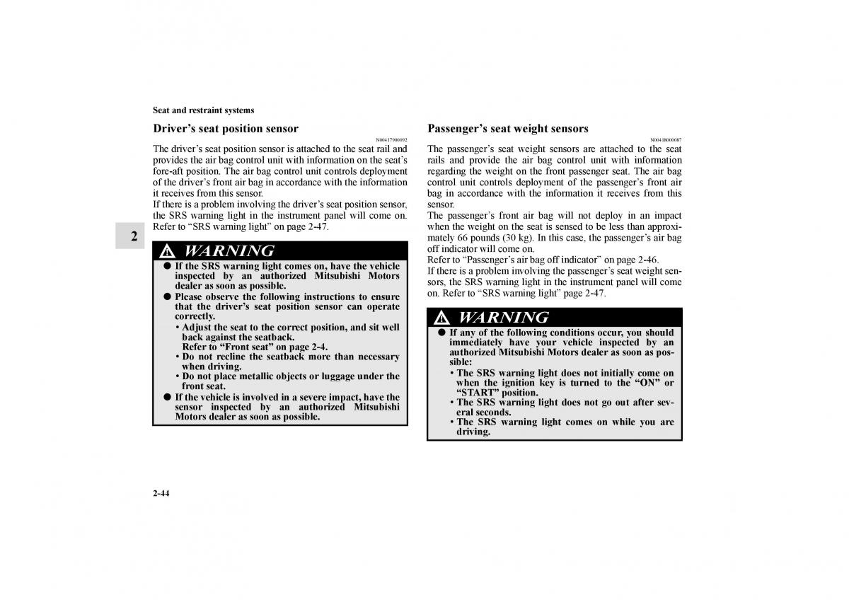 Mitsubishi Galant IX 9 owners manual / page 71