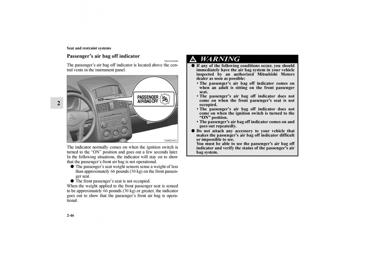 Mitsubishi Galant IX 9 owners manual / page 73