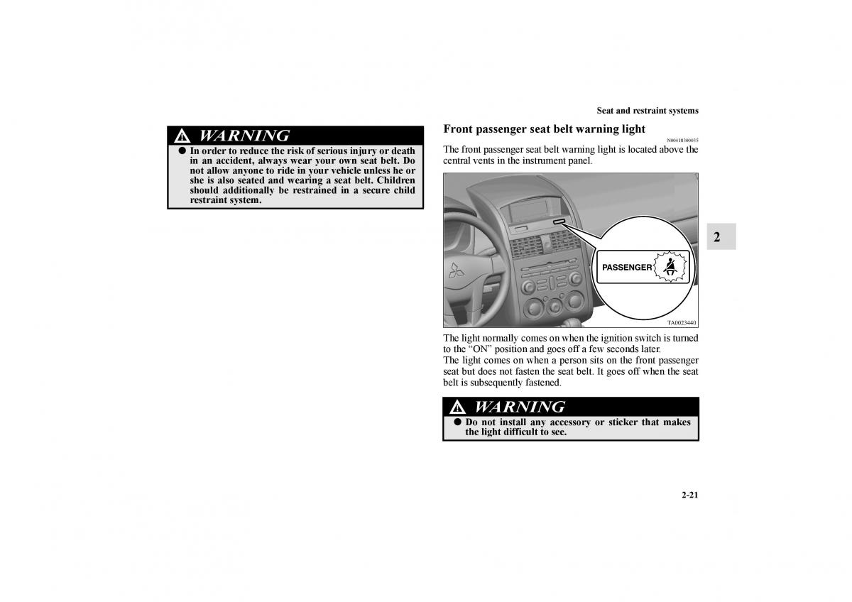 Mitsubishi Galant IX 9 owners manual / page 48