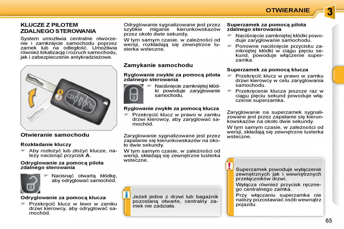 Peugeot 207 CC instrukcja obslugi / page 63