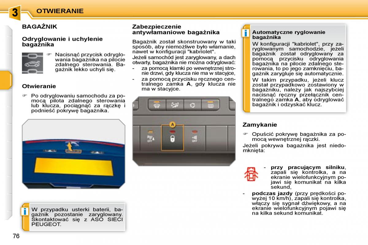 Peugeot 207 CC instrukcja obslugi / page 74