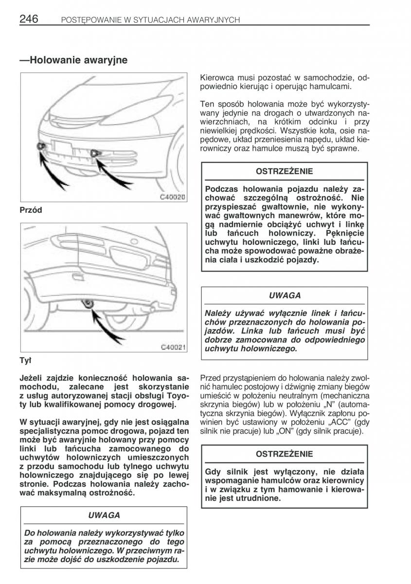 Toyota Previa II 2 instrukcja obslugi / page 255