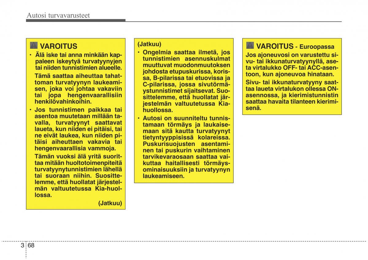 KIA Sorento II 2 omistajan kasikirja / page 85