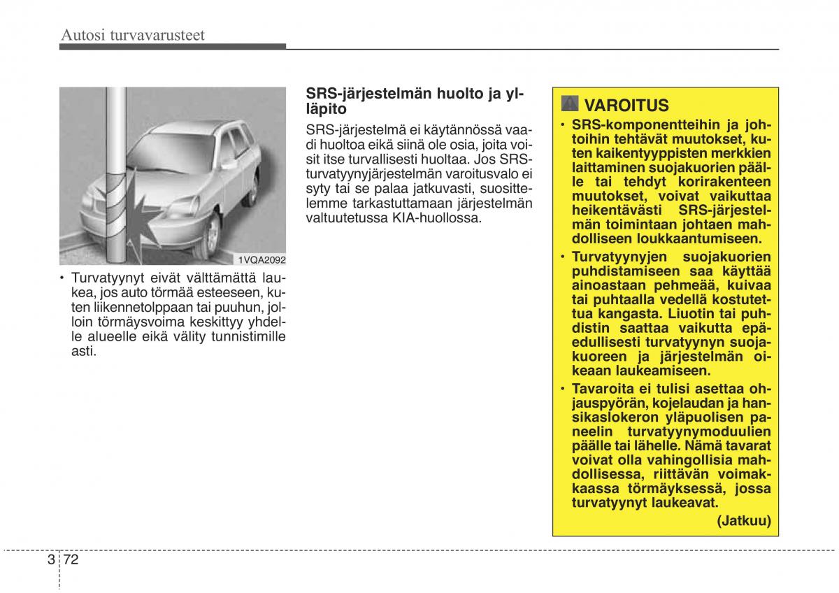 KIA Sorento II 2 omistajan kasikirja / page 89