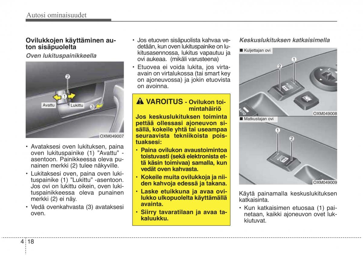 KIA Sorento II 2 omistajan kasikirja / page 111