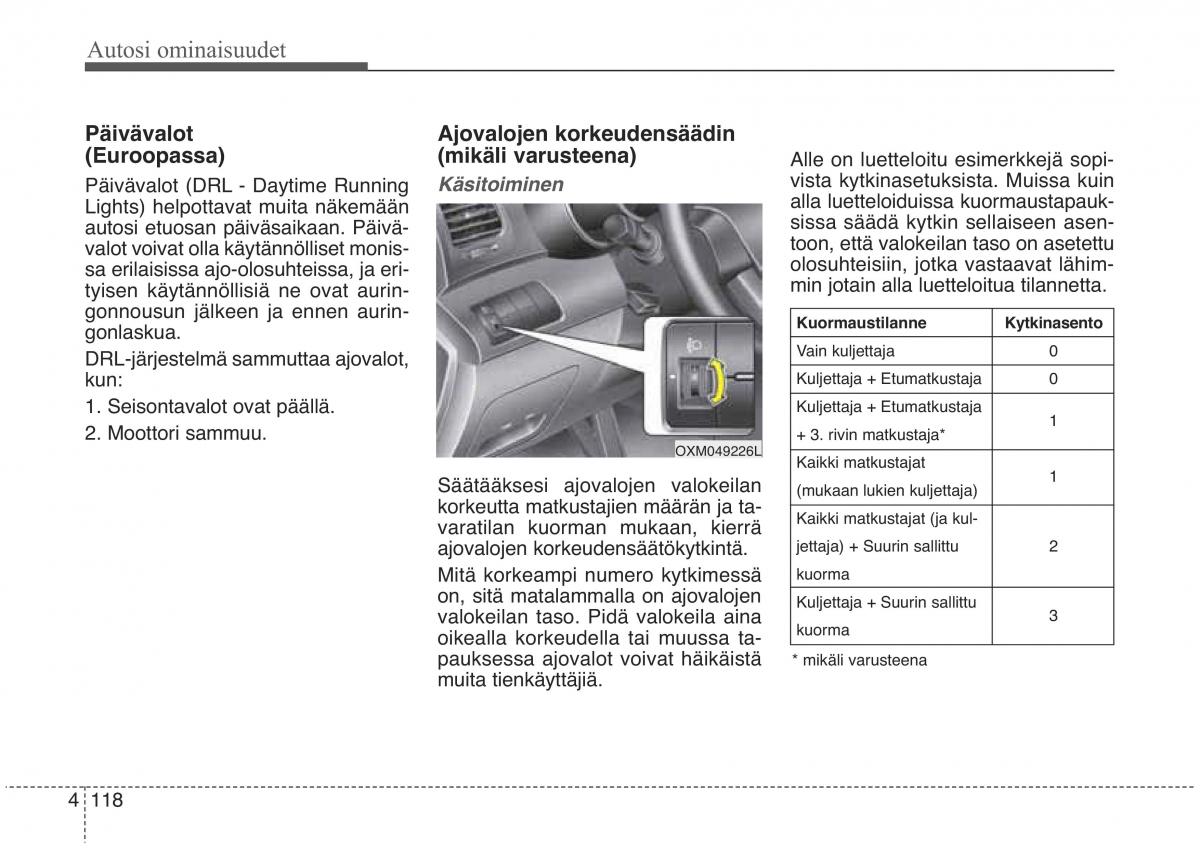 KIA Sorento II 2 omistajan kasikirja / page 211