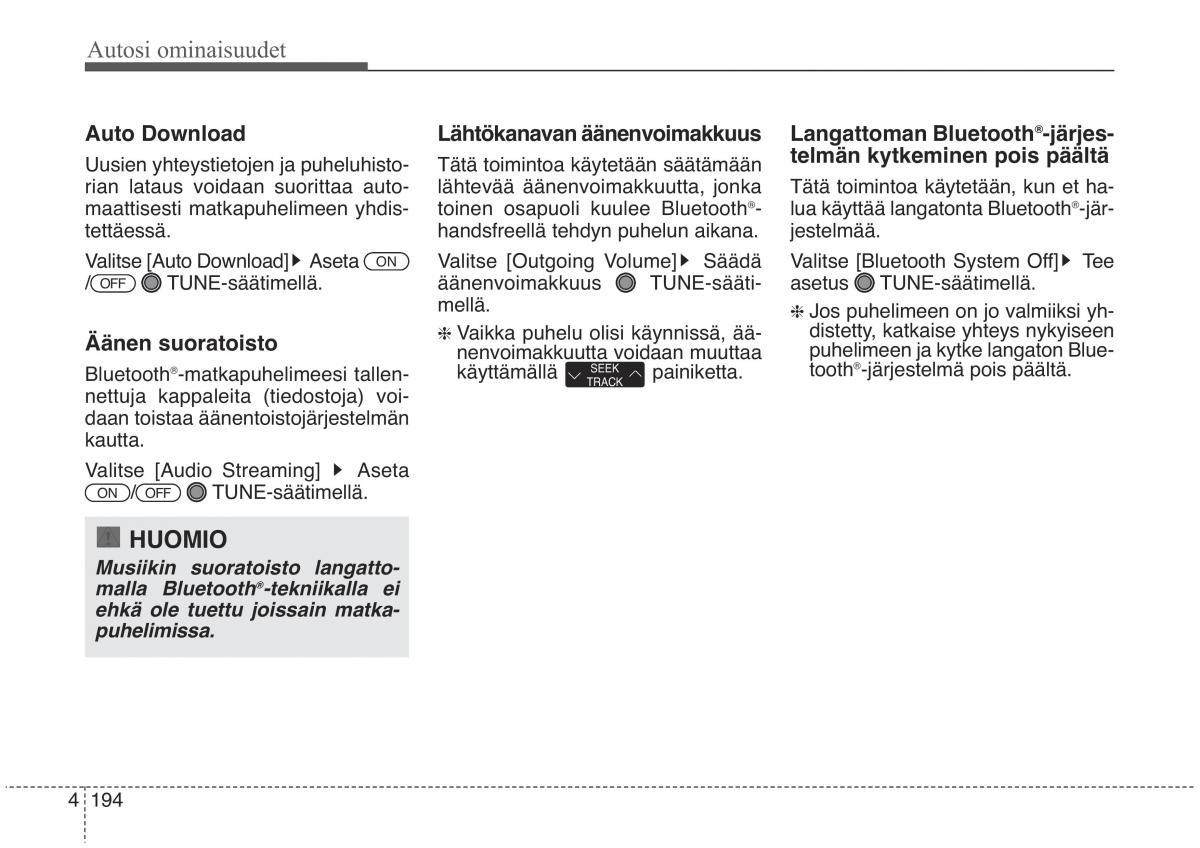 KIA Sorento II 2 omistajan kasikirja / page 287