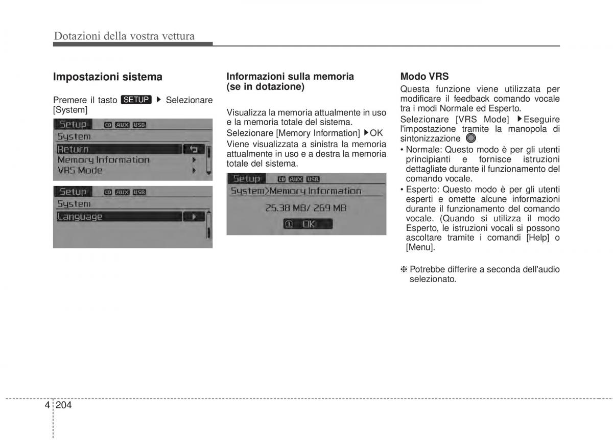 KIA Sorento II 2 manuale del proprietario / page 307