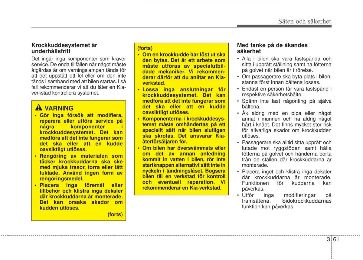 KIA Sorento II 2 instruktionsbok / page 89