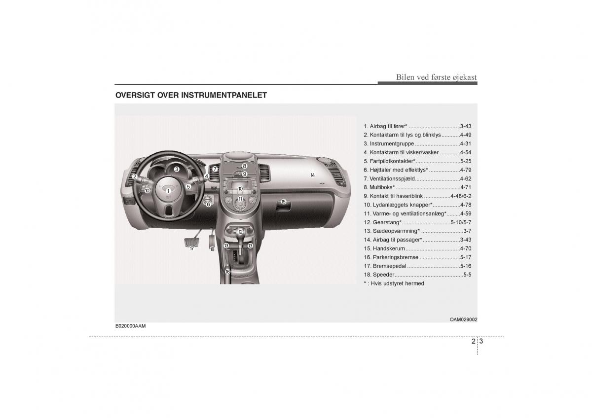 KIA Soul I 1 Bilens instruktionsbog / page 13