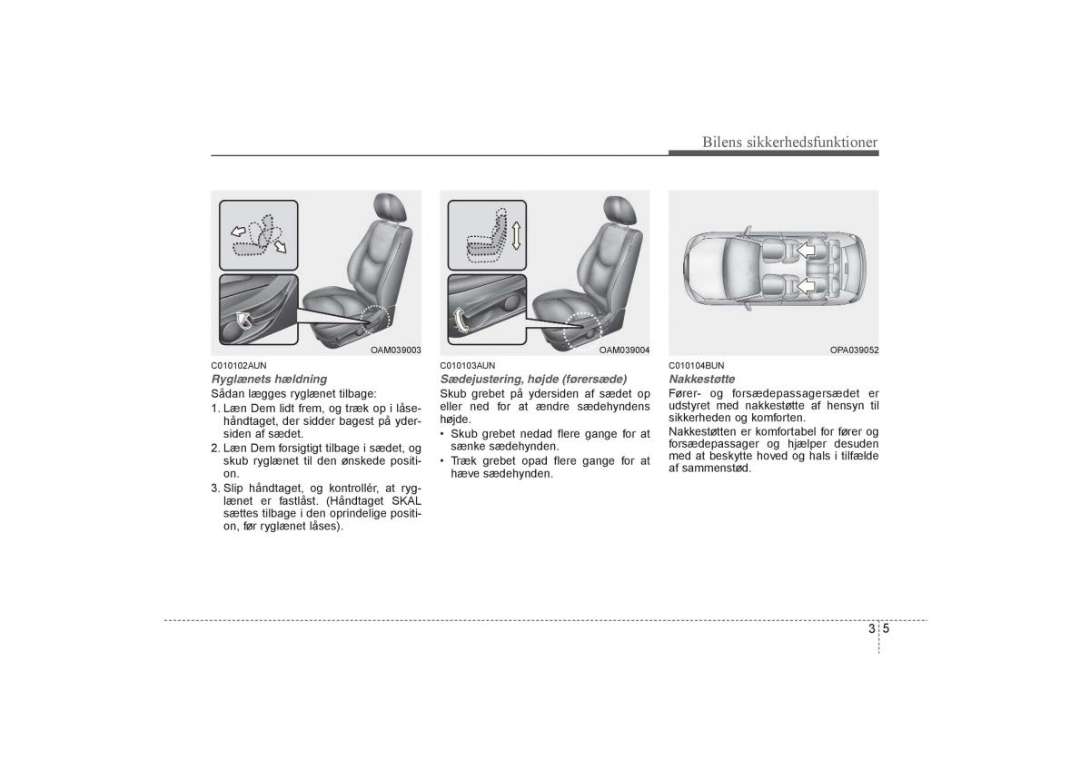 KIA Soul I 1 Bilens instruktionsbog / page 19