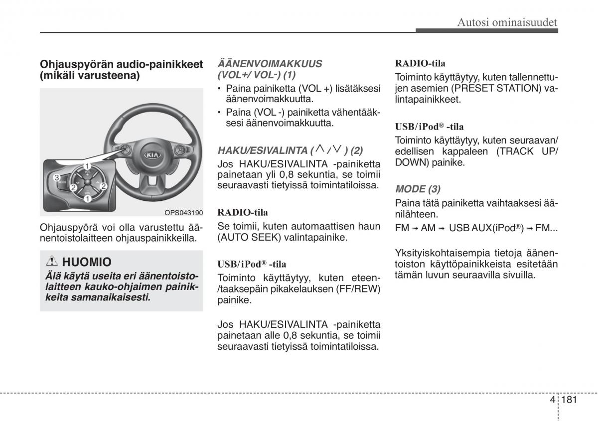 KIA Soul II 2 omistajan kasikirja / page 264