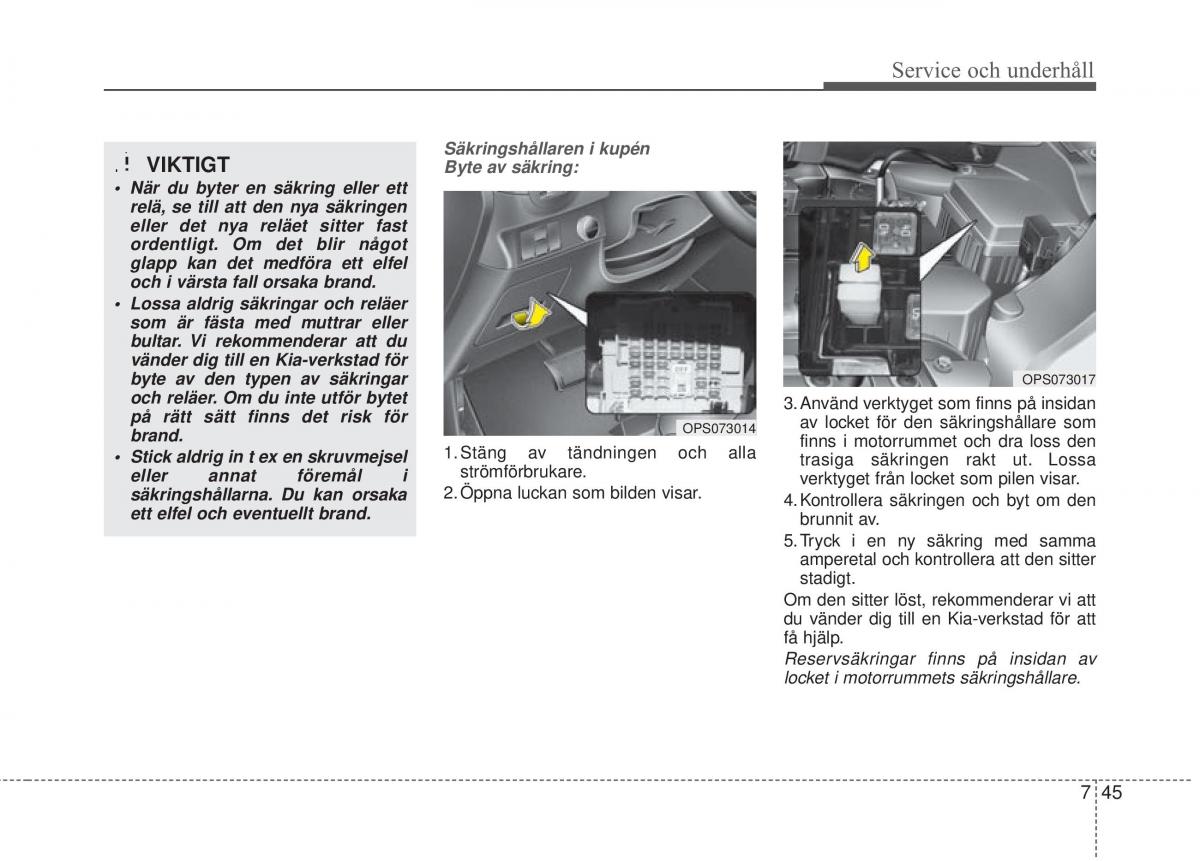 KIA Soul II 2 instruktionsbok / page 501