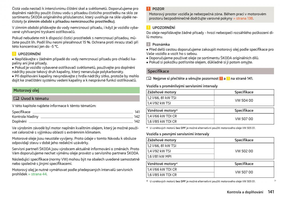 Skoda Rapid navod k obsludze / page 143