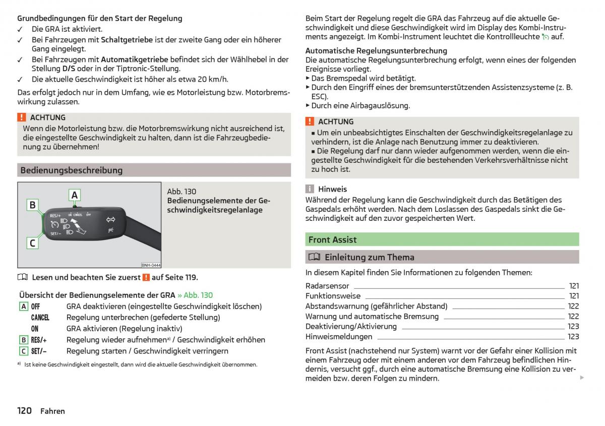 Skoda Rapid Handbuch / page 122