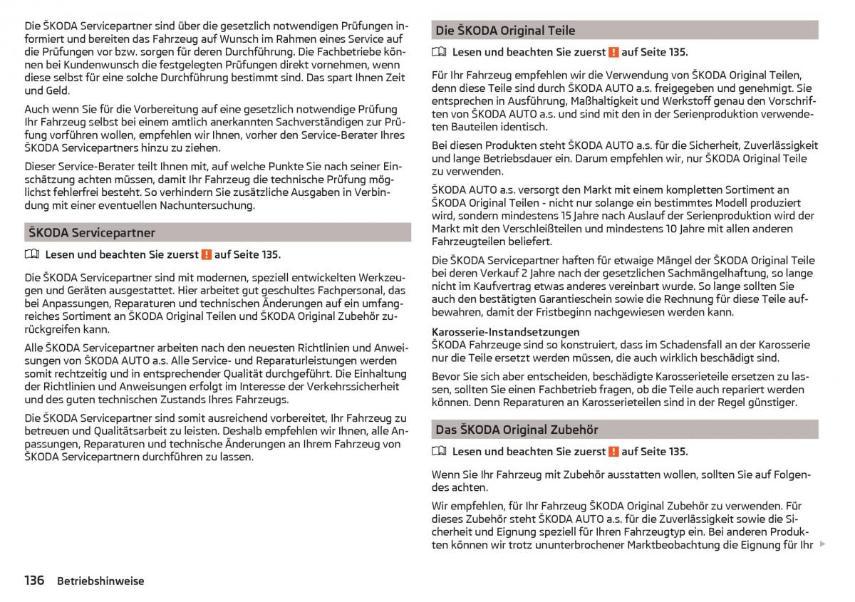 Skoda Rapid Handbuch / page 138