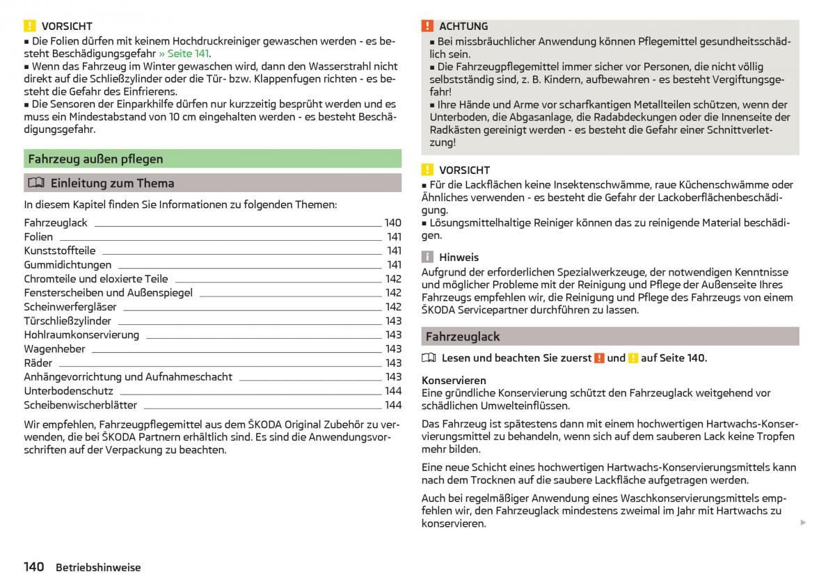 Skoda Rapid Handbuch / page 142