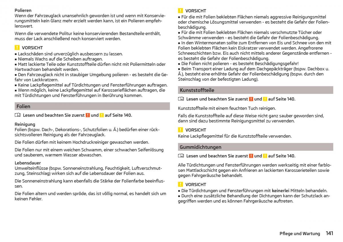 Skoda Rapid Handbuch / page 143