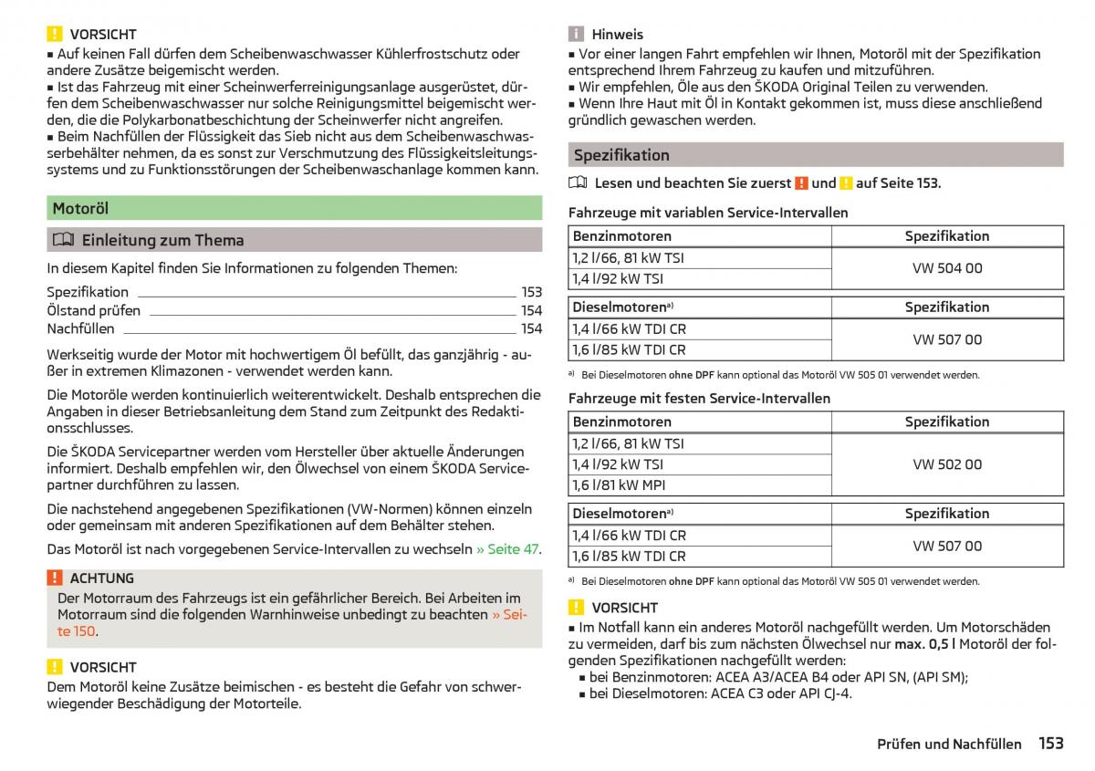 Skoda Rapid Handbuch / page 155