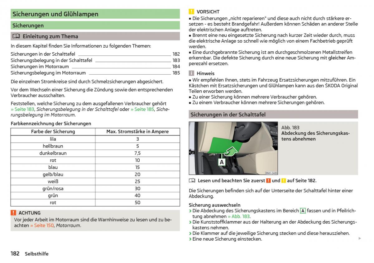 Skoda Rapid Handbuch / page 184