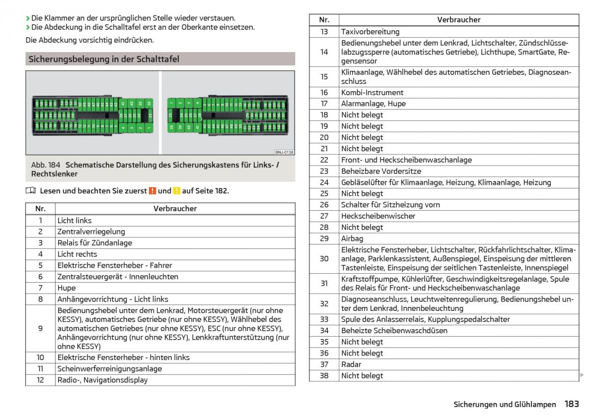 Skoda Rapid Handbuch / page 185