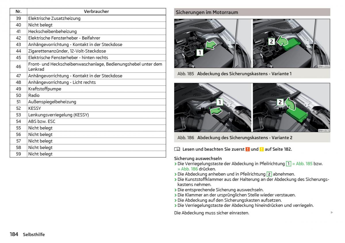 Skoda Rapid Handbuch / page 186