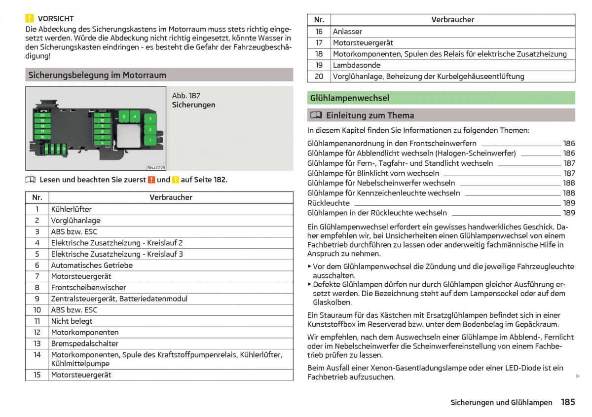 Skoda Rapid Handbuch / page 187