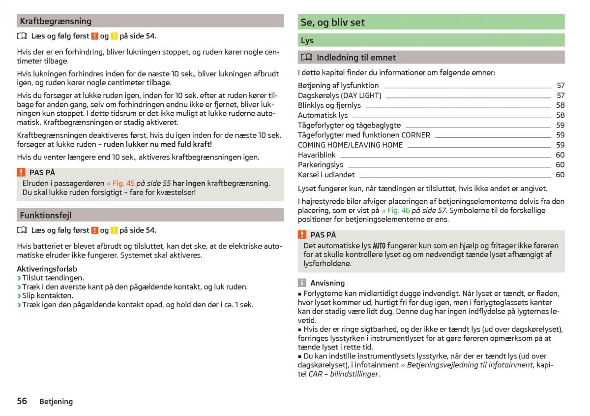 Skoda Rapid Bilens instruktionsbog / page 58