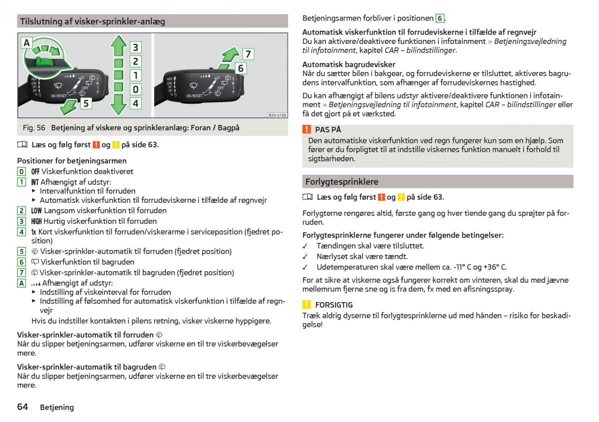 Skoda Rapid Bilens instruktionsbog / page 66