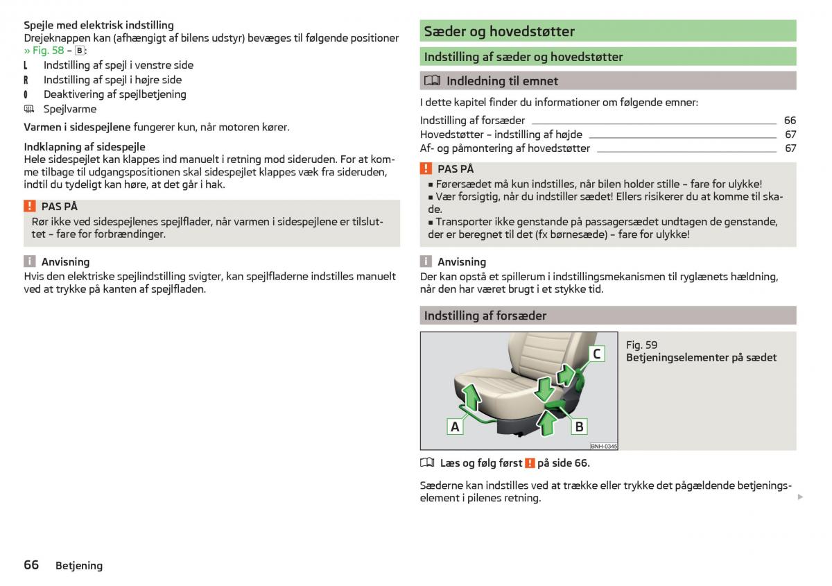 Skoda Rapid Bilens instruktionsbog / page 68