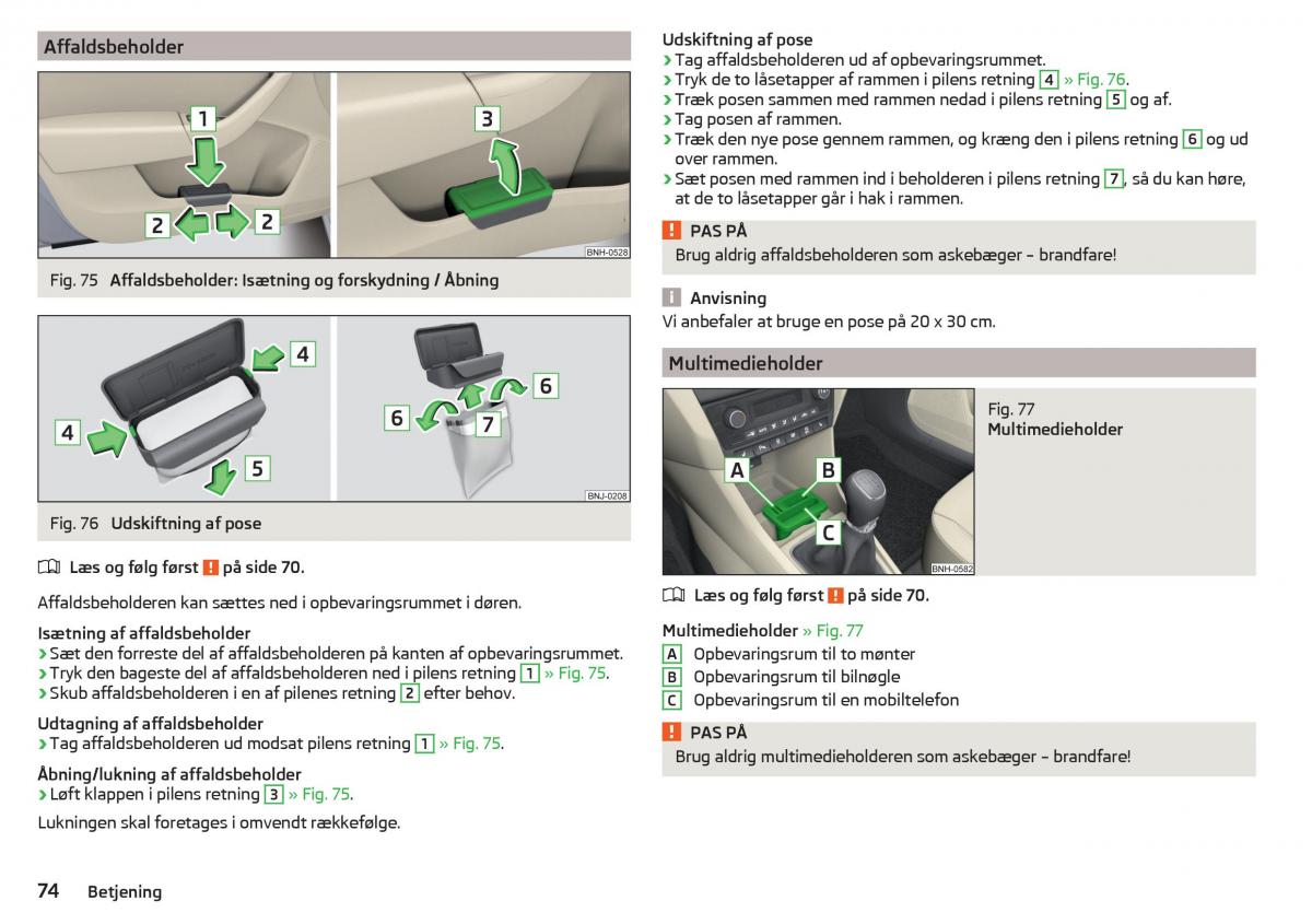 Skoda Rapid Bilens instruktionsbog / page 76