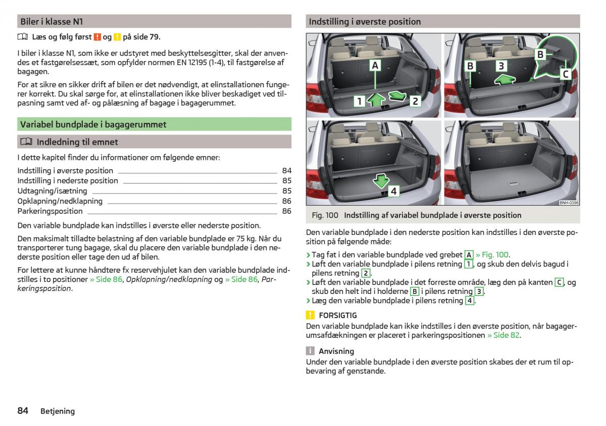 Skoda Rapid Bilens instruktionsbog / page 86