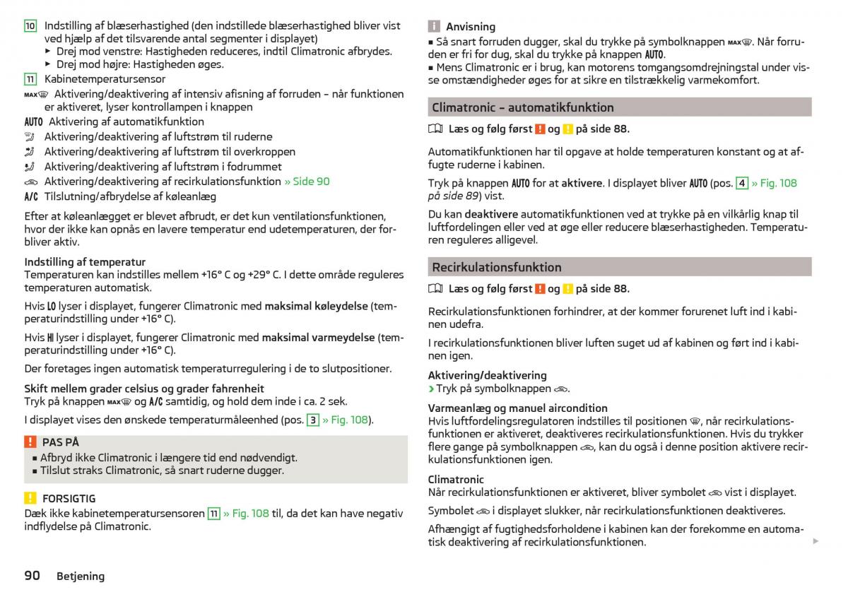 Skoda Rapid Bilens instruktionsbog / page 92