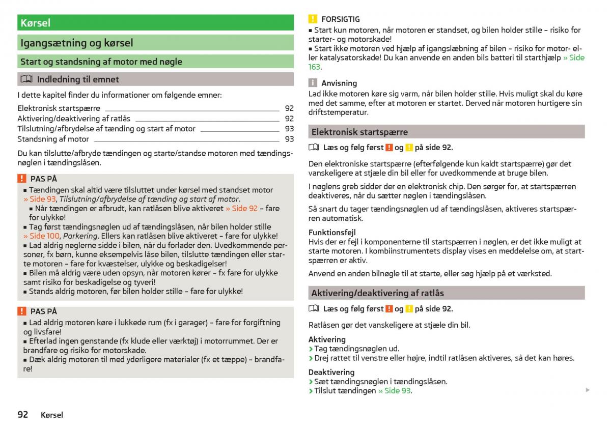 Skoda Rapid Bilens instruktionsbog / page 94