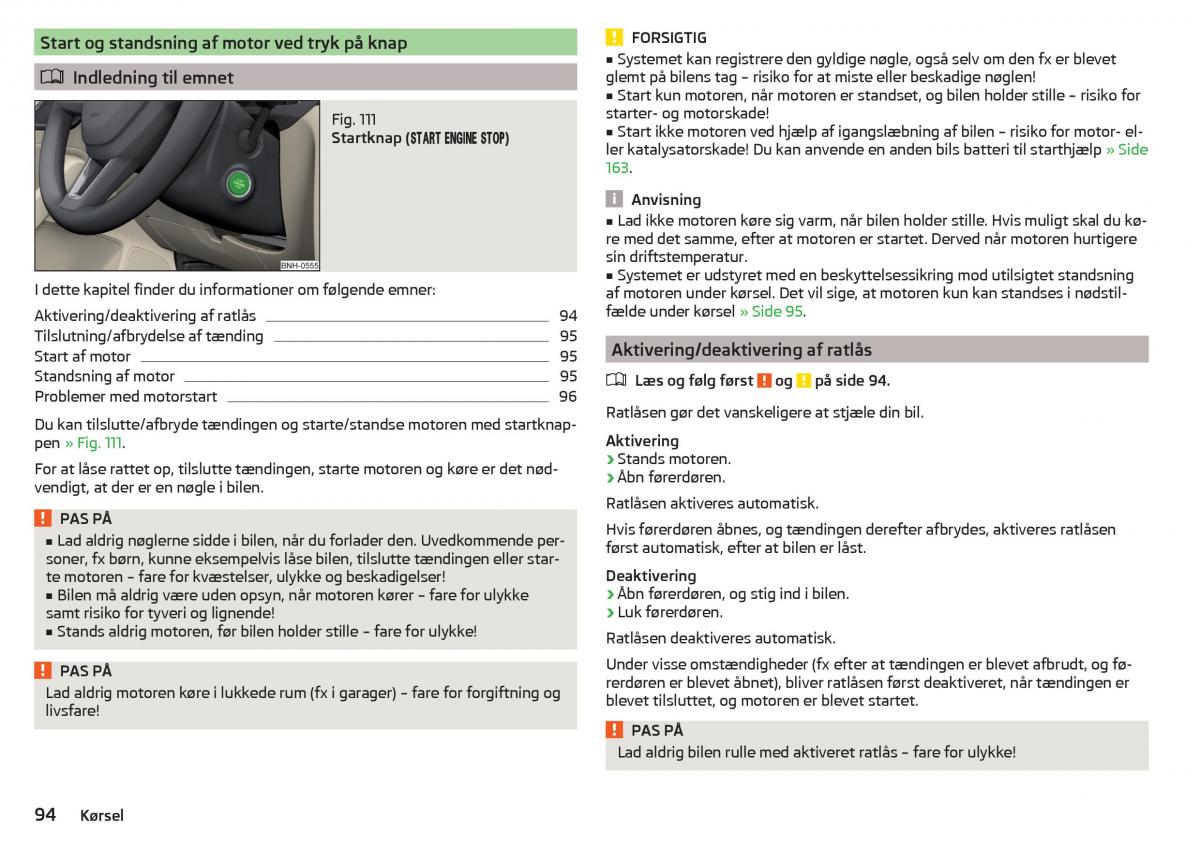 Skoda Rapid Bilens instruktionsbog / page 96