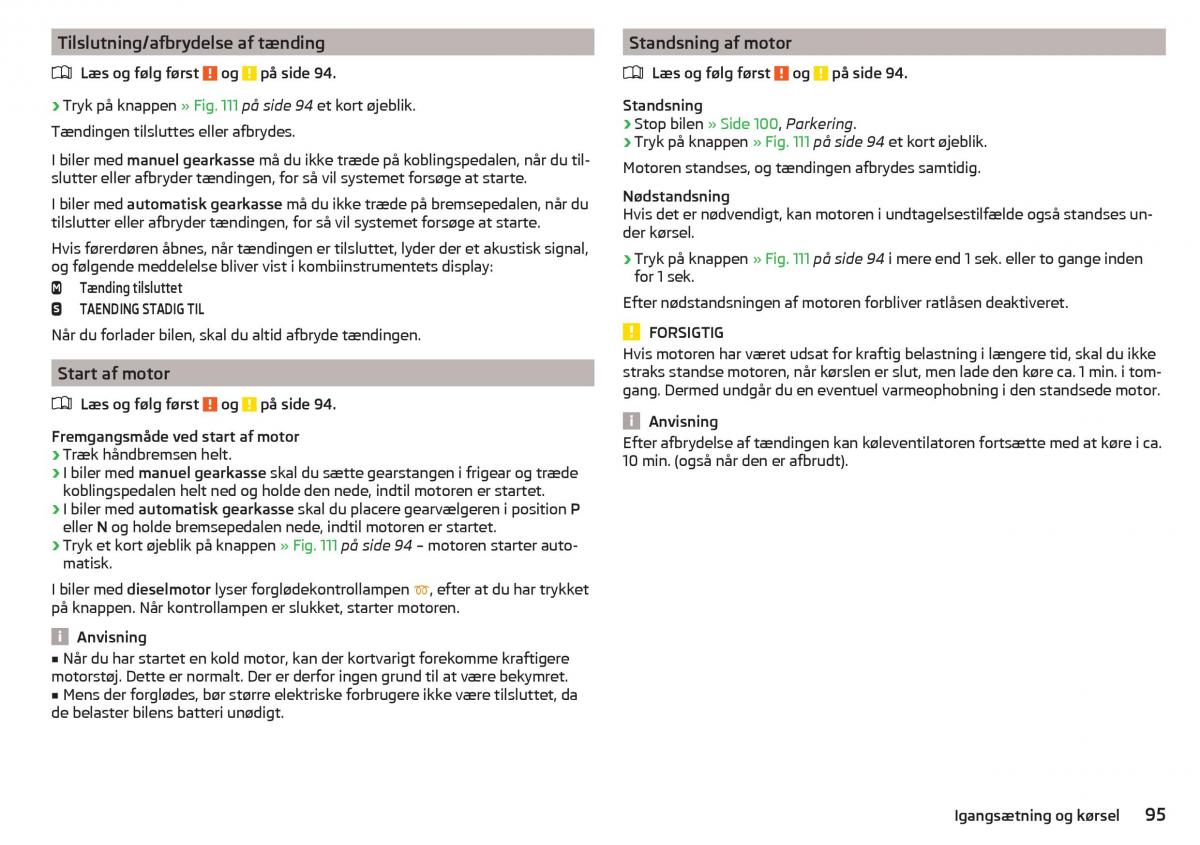 Skoda Rapid Bilens instruktionsbog / page 97