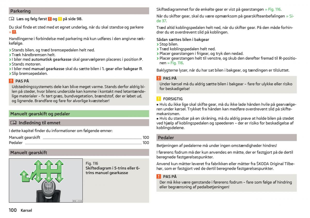 Skoda Rapid Bilens instruktionsbog / page 102