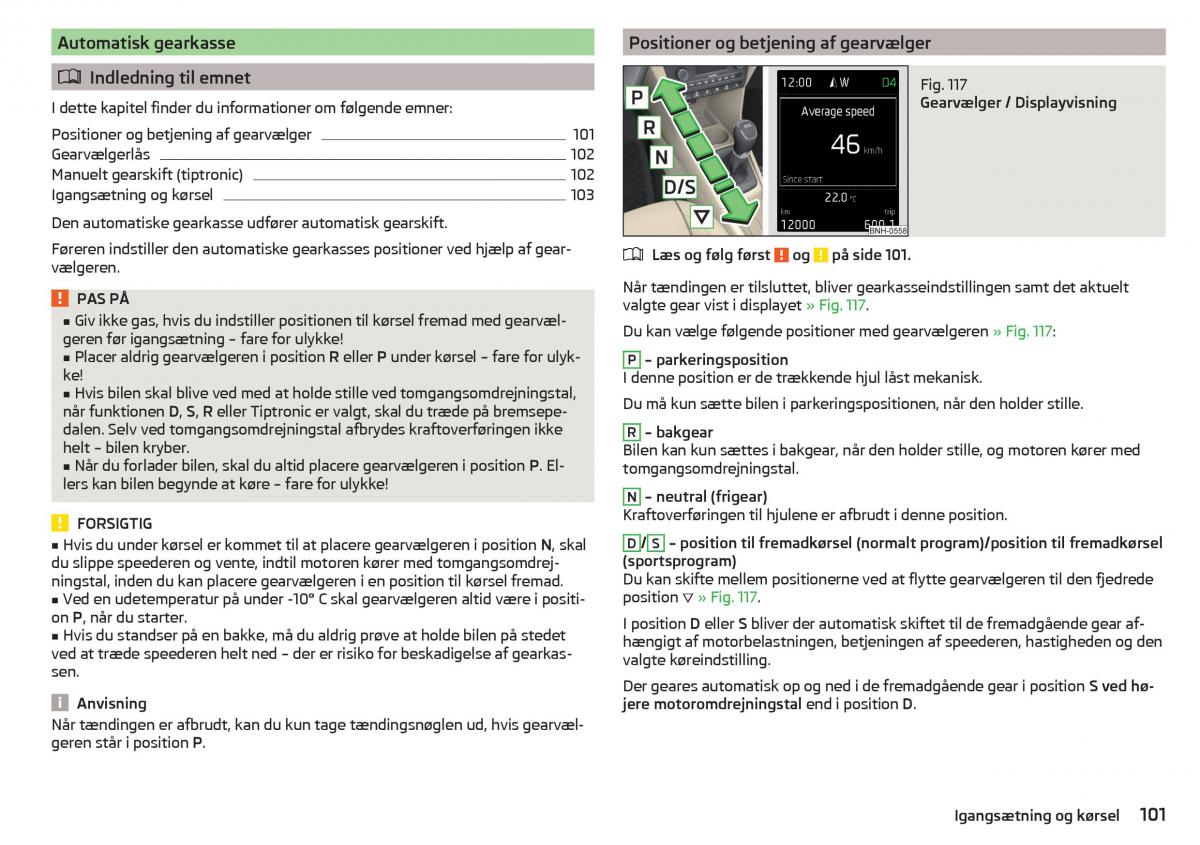 Skoda Rapid Bilens instruktionsbog / page 103