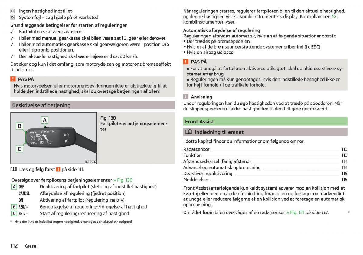 Skoda Rapid Bilens instruktionsbog / page 114