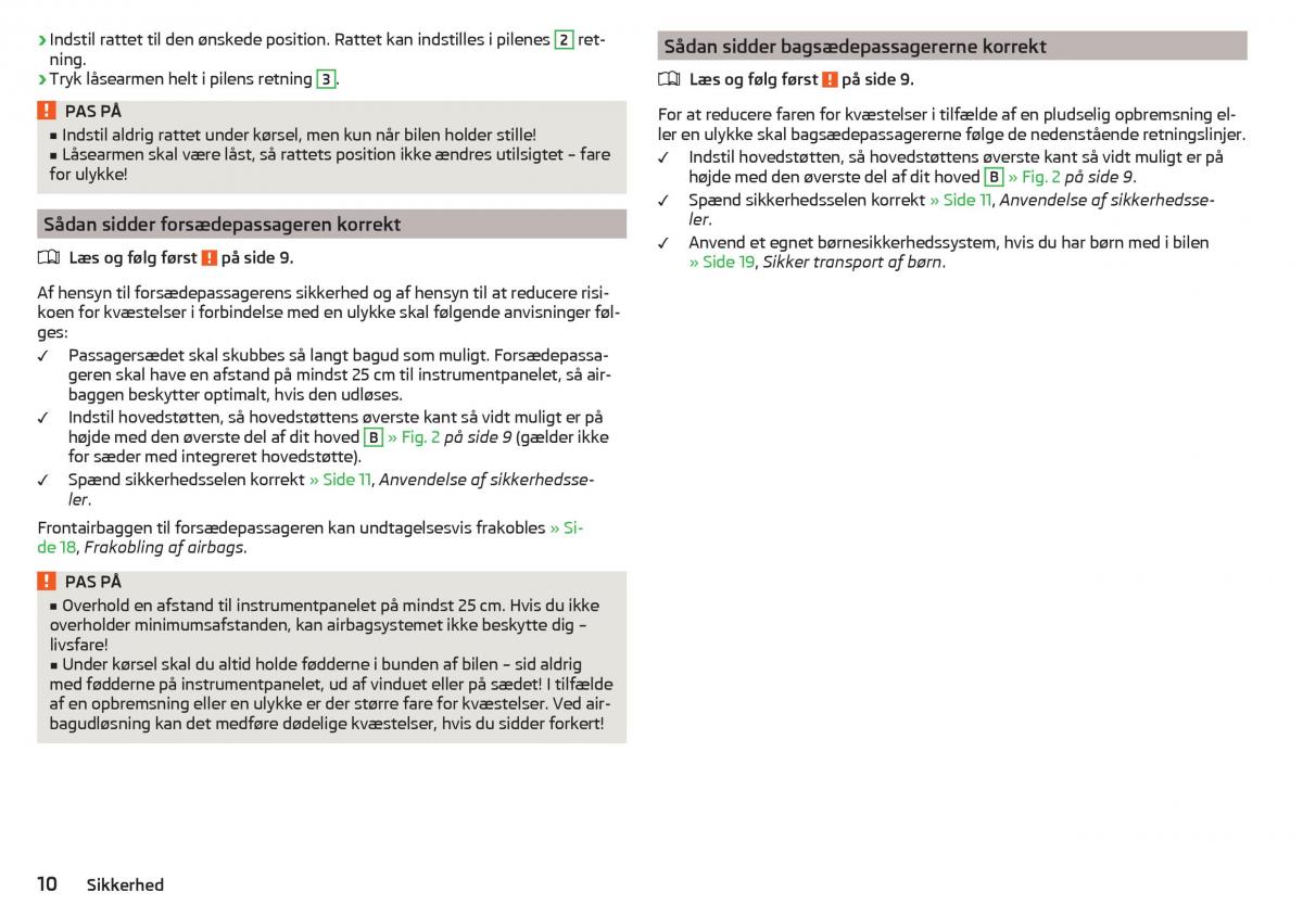 Skoda Rapid Bilens instruktionsbog / page 12