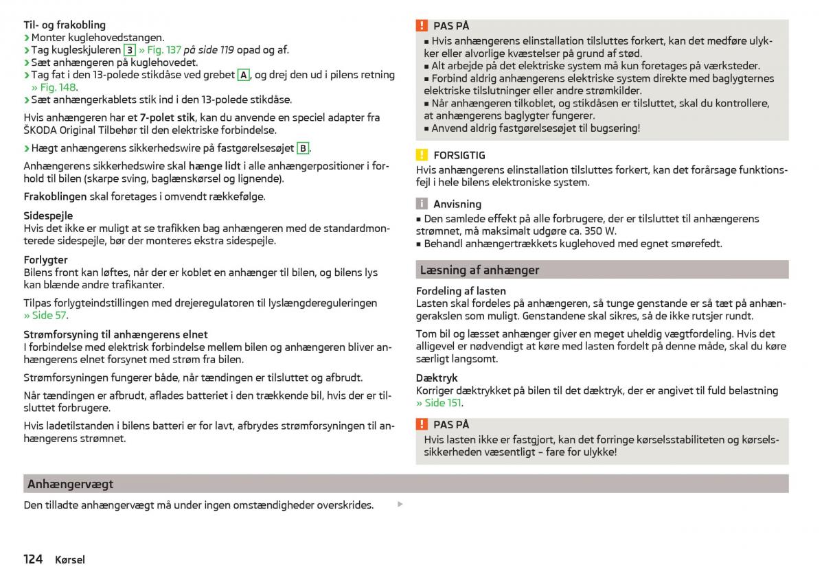 Skoda Rapid Bilens instruktionsbog / page 126