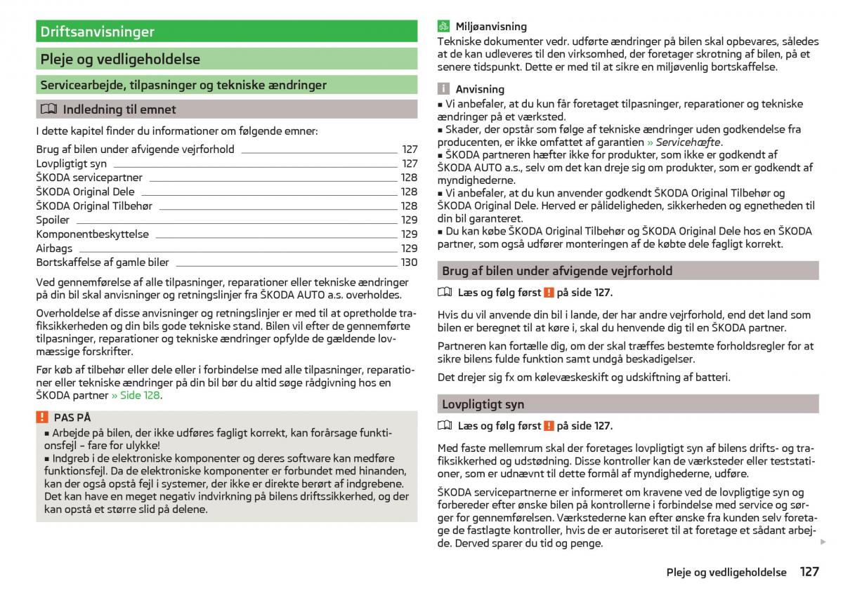 Skoda Rapid Bilens instruktionsbog / page 129