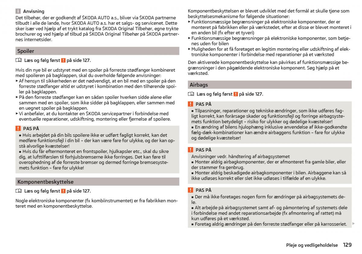 Skoda Rapid Bilens instruktionsbog / page 131