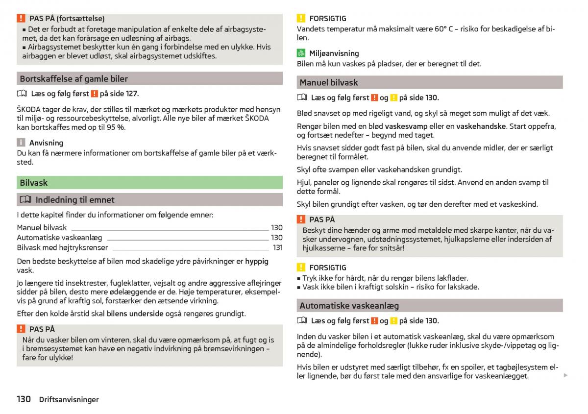 Skoda Rapid Bilens instruktionsbog / page 132