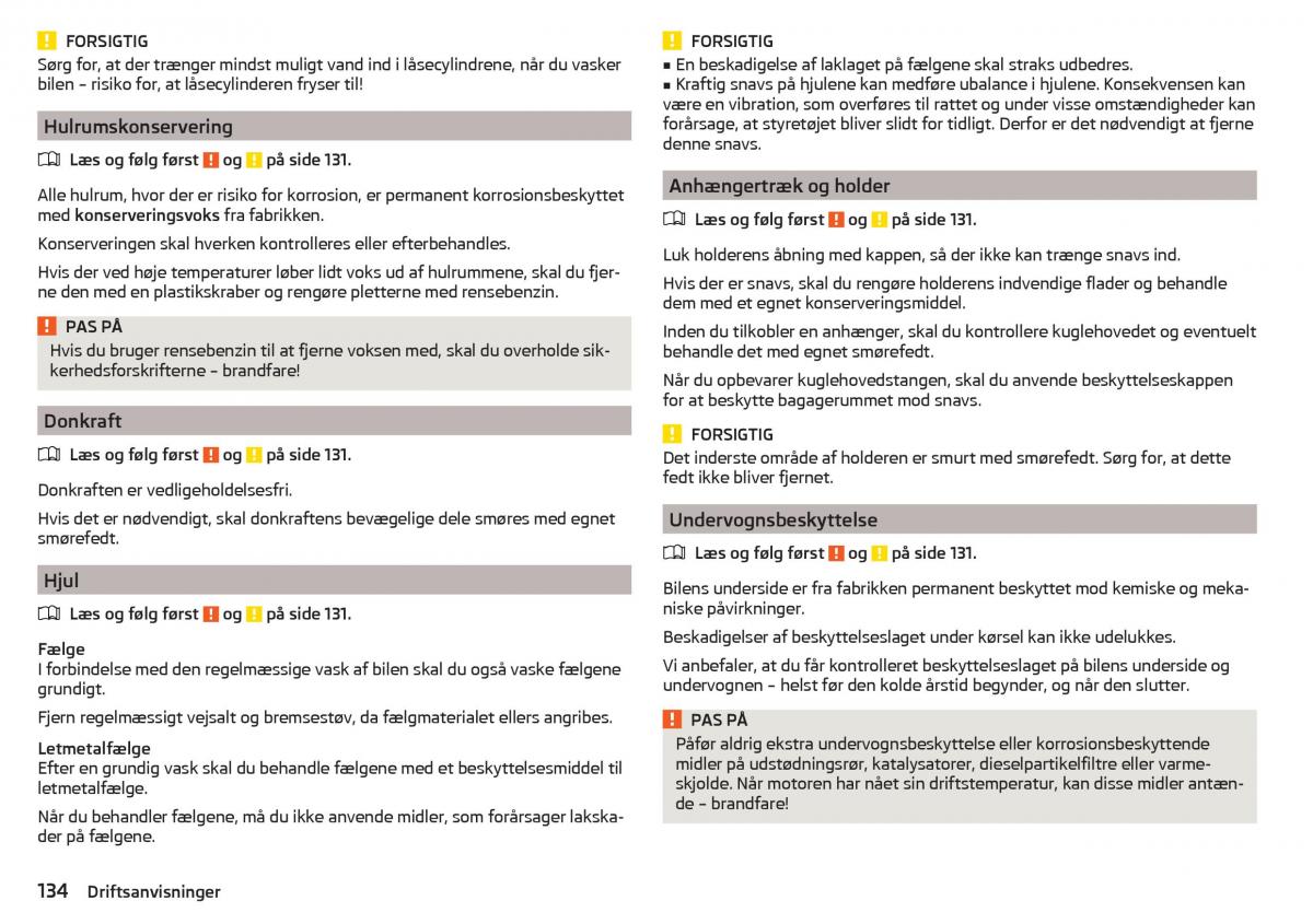 Skoda Rapid Bilens instruktionsbog / page 136