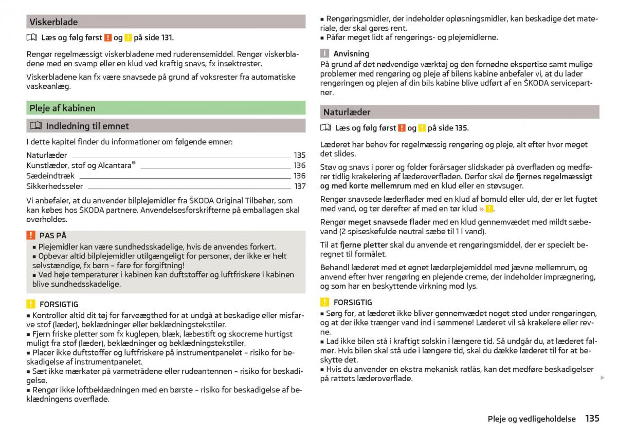 Skoda Rapid Bilens instruktionsbog / page 137