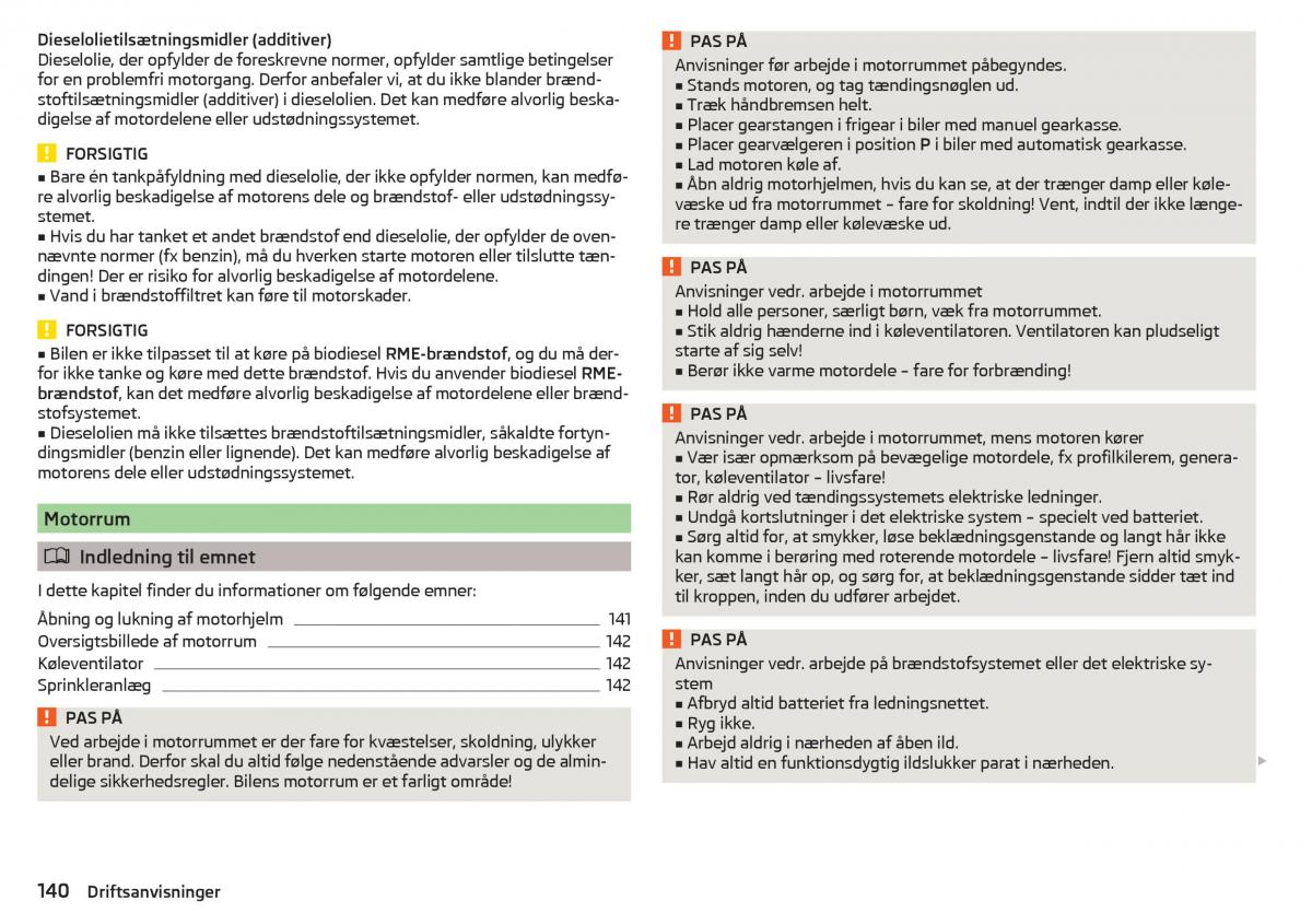 Skoda Rapid Bilens instruktionsbog / page 142