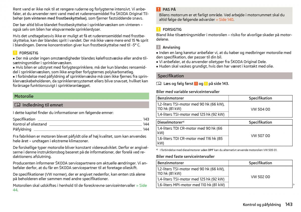 Skoda Rapid Bilens instruktionsbog / page 145